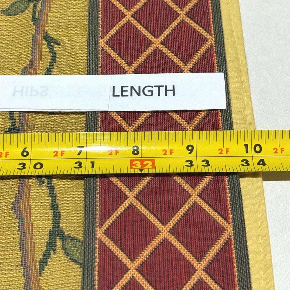 Renaissance Designs Woven Art Tapestry Table Runner Peach Fruit Yellow Red 68x18